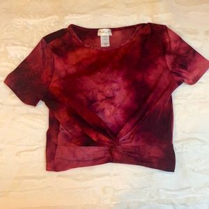 Maroon Tie-dye Crop Top